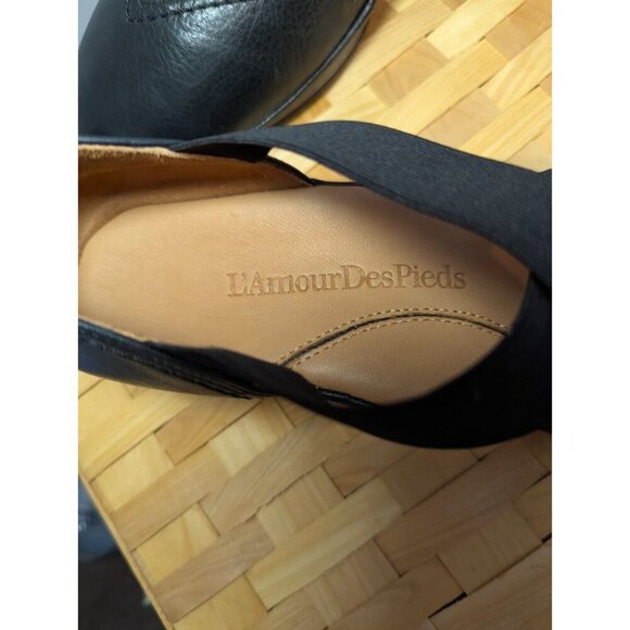 L'Amour Des Pieds Black Leather Mary Jane Shoe Wedge Women 9.5 Comfort Slip On - Picture 7 of 16